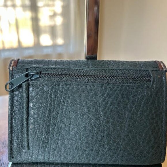 Leslie Fay Dark Green Wallet with Leather Trim-Vintage - Picture 3 of 6